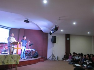 Bond Sharing the Word of Resurrection Sunday Service at CC Kathmandu