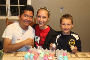 Family tradition at Easter time - coloring eggs. This was Brian's first time, as it's not a common thing to do in Mexico.